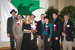 (left to right) Terry Melancon, President of the Louisiana Wildlife Federation, Woodlands Trail and Park Board Members, Paul Richard, Katie Brasted, Clayton White, Hank Willie, Carol Osborne Cowley, Benny Rousselle and Dr. Earl Matthew, Region 8 Director of the National Wildlife Federation